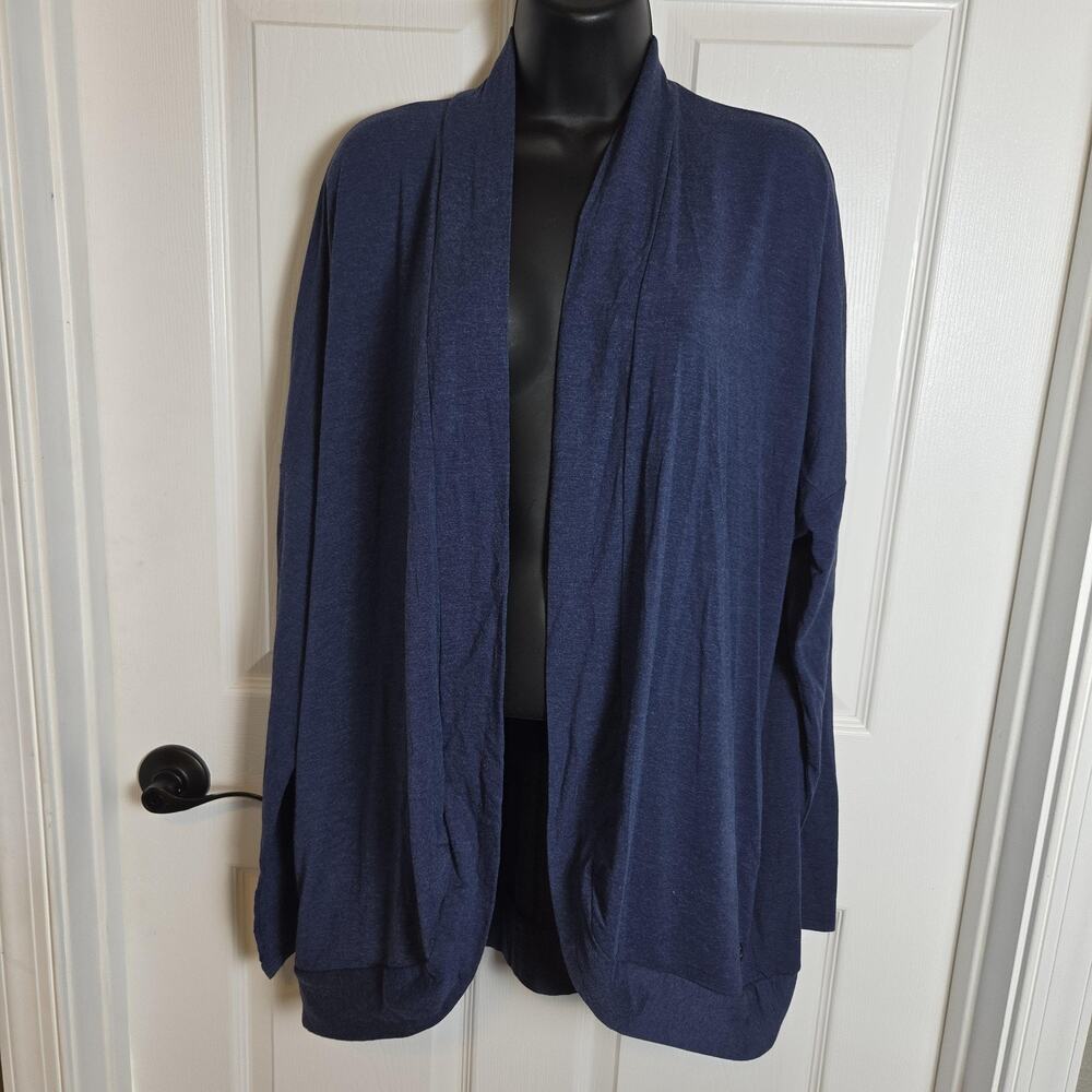 Life Is Good Cardigan Sweater Womens XL Blue Supreme Open Front Pockets NEW